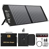 Mesuvida 60W Solarpanel Faltbar mit 5 Anschlüssen, 18V MC4 höhere Leistung / 12V DC/QC 3.0 USB-A und USB-C (PD 45W) Solar Ladegerät, USB Solarpanel mit Ständern, Tragbare Solarpanels für Camping