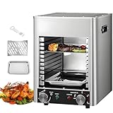 JIYINGHUI Gewerblicher Steakgrill Bis 800 °c, 1700W Profi-Elektrogrill Für Steaks, Edelstahlgrill, Gasfrei, 10-Stufiger Verstellbarer Rost, Für Rindfleisch, Hähnchen Und Gemüse 10GrillingSlots