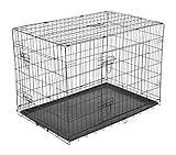PawHut Hundekäfig Transportkäfig Drahtkäfig Hundebox Transportbox Reisebox mit 2 Türen Schwarz 76x53x57 cm