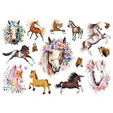 2 Blätter Pferdemuster Tattoo Set Kinder,Pferde Mädchen Geschenk,Temporäre Tattoos,Pferd Geschenke Kindertattoos,Horse Spielzeug,Pferdespielzeug Stickers Bastelset,Sticker Girls,Tattoo-Aufkleber