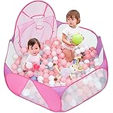 Eocolz Bällegrube für Kinder, großes Pop Up Bällebad Bällepool, Spielzelt für Kleinkinder, Baby-Laufstall mit Basketballkorb und Aufbewahrungstasche, 120 cm, Bälle Nicht im Lieferumfang enthalten