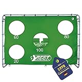 Best Sporting Fußballtor sehr stabil mit grüner Torwand und 5 Schusslöchern I Fußballtor Kinder 240cm x 170cm x 85cm I Hochwertiges Kindertor mit Netz, Torwand & Heringen I Fussball Tor Grau