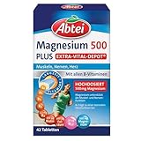 Abtei Magnesium 500 Plus Extra-Vital-Depot - hochdosiert - mit allen B-Vitaminen - für Muskeln, Nerven und Herz - Vegan - 42 Tabletten