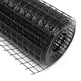 Wiltec Maschendrahtzaun Schwarz 100 cm x 5 m, 0,9 mm Stärke 12x12 mm Maschengröße, Volierendraht 4-Eck aus Stahl verzinkt, Drahtgitter, Vogeldraht