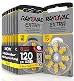 120 Batterien für Hörgeräte Rayovac Extra Größe 10. - 5 Blister mit 8 Batterien