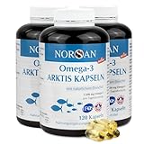 NORSAN Premium Omega-3 Arktis Dorschöl Kapseln 3x120 Kapseln - 1.500 mg Omega-3 pro Portion - Fischöl Kapseln aus nachhaltigem Wildfang