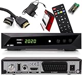 RED OPTICUM Sat Receiver HD für Satellitenschüssel, Satelliten Receiver Sat, 1080p, Full HD, AAC-LC Audio, HDMI, SCART, USB 2.0, Koaxial - Einkabel tauglich DOCS - AX SBOX Set + HDMI Kabel
