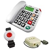 MaxCom KX481SOS: Hausnotruf Telefon mit Notrufarmband, schnurgebundenes Festnetztelefon mit Notrufknopf und Notruf Armband, Notruftelefon für Senioren, Seniorentelefon