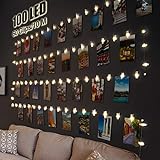 LED Fotoclips Lichterkette für Zimmer Deko, Litogo 10M 100LED Lichterkette mit 60 Klammern für Fotos Lichterkette Wand Batteriebetriebene Lichterkette Bilder für Wohnzimmer, Weihnachten, Hochzeiten