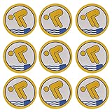 AXIONMARKT® [ NEU ] 9er Set Gold Abzeichen zum aufbügeln Schwimmabzeichen Gold Schwimmen auch zum aufnähen Gold Schwimmabzeichen ideal als Geschenk perfekt für T-Shirt und Schwimmhose ca.6cm rund