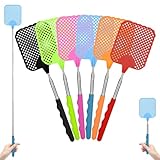 AYESY Fliegenklatsche, 6 Stück Manuelle Fliegenklatscher Ausziehbar Teleskopgriff aus Edelstahl Verstellbar von 26.5cm bis 73cm Robuste Fliegenklatschen für Drinnen und Draußen Mücken Fliegen (Bunt)