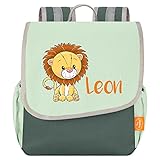 Mein Zwergenland Personalisierbarer Kindergartenrucksack in Mint | Praktischer & robuster Rucksack für Ihr Kleinkind | 6 L, Mint mit Motiv Löwe Happy Knirps NEXT