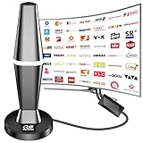 DVTB2 Antenne mit Verstärker,zimmerantenne für DVB-T&DVB-T2 Antennen,450 km Großer Reichweite und 360° Empfang,unterstützt 4K 1080P, TV kostenlos DVB-T2 VHF UHF-3M Koaxialkabel