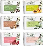 Aphrodite Olivenöl-Seifen-Set 6er – Naturseife aus Griechenland mit 100% Olivenöl (Duftfrei, Mango & Papaya, Argan, Olivenblätter, Granatapfel, Gardenie) – Hand- & Körperseife