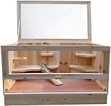 Melko Kleintierkäfig mit klappbarem Deckel, für kleine Nagetiere, 60 x 35 x 30 cm, Nagervilla Hamsterkäfig Mäusekäfig Kleintierstall inkl. Haus und Trinkflaschenhalter