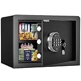 WASJOYE 16.9L Tresor Safe mit Zahlenschloss, mit Schlüssel Elektronischem Möbeltresor, Digital Geldkassette für Zuhause, Geschäft, Büro, Hotel, Geld, Dokumente, Schmuck, Reisepass (40*38*31cm)