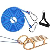 Zugseil zum Ziehen des Schlittens, Seil zum Ziehen des Schneeschlittens, Schlittenleine mit Karabiner, 3 m, dicke Schlittenleine mit Karabiner zum Ziehen, Seil