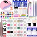 Nagelstudio Set, 29 Farben Acrylpulver mit 2*60ml Acryl Liquid Nagelfräser für Gelnägel mit 72W UV Lampe für Gelnägel set, Nageldesign Gelnägel Starterset