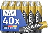 VARTA Batterien AAA, 40 Stück, Power on Demand, Alkaline, 1,5V, Vorratspack in umweltschonender Verpackung, ideal für Computerzubehör, Smart Home Geräte, Made in Germany [Exklusiv bei Amazon]