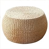 Handgefertigter Rattan-Pouf, Ottomane, rustikal, geflochtene, runde Fußstütze für Wohnzimmer, Schlafzimmer, Kinderzimmer, Heimdekoration, vielseitige Sitzgelegenheit und stilvoller Akzent