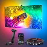 Govee Envisual TV Hintergrundbeleuchtung T2 mit Dual-Kamera für 55-65 Zoll Fernseher und PC, RGBIC WiFi TV LED Hintergrundbeleuchtung kompatibel mit Alexa und Google Assistant für Weihnachten Deko