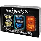 Altenburger Original Feine Spirits Box mit Whisky Senf (200 ml), Dry Gin Senf (200 ml) und Old Rum Senf (200 ml), Senf Mittelscharf