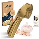 kjøk Premium Knoblauchpresse aus Zinklegierung in Gold matt - profi Knoblauch Presse spülmaschinenfest praktische und stylische Knobipresse - garlic pro press leicht zu reinigen