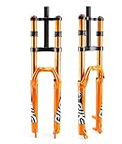 splumzer Fahrrad Federgabel 26/27.5/29' für Mountainbike DH Air Double Shoulder Downhill Abseilen Stoßdämpfer Straight Tube Ultralight Fahrrad Stoßdämpfer Zugstufeneinstellung (29 Zoll, Orange)