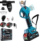 Akku-Astschere 40 mm – Elektrische Bypass-Astschere mit 2 × 21V Lithium-Akkus (gesamt 6000 mAh), bürstenloser Motor, LED-Schnittzähler – für Obstbäume, Sträucher & Gartenarbeit - BLADE PRO