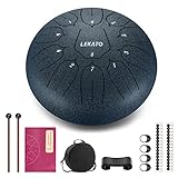 LEKATO Steel Tongue Drum, 10 Zoll 11 Tone D-Dur Zungentrommel Schlagzeug, Steel Pan Töne Schlaginstrument Hand Pan Drum für Meditation Yoga Klangheilung