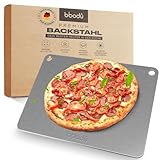 BIBODU® Backstahl für Backofen | 40 x 30cm - Stärke 6 mm | Pizzastahl für Backofen aus Kohlenstoffstahl | Perfekt zum Backen von Pizza, Brot, Gebäck und Gemüse