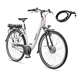 TELEFUNKEN E-Bike Damen 28 Zoll, Elektrofahrrad Frontmotor, 3-Gang Nabenschaltung, V-Bremsen - Pedelec Citybike, RC835 Multitalent