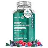 Biotin Gummibärchen 5000μg - Vitamin C & E für Haut, Haare, Nägel & Bart - 120 Gummis - Mit Folsäure, Selen, Jod, Vitamin A, B9, B12, B5 - Unterstützt Haarwachstum - Vitamin B7 (D-Biotin) - maxmedix