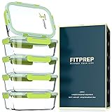 FITPREP® Frischhaltedosen aus Glas 10 teiliges Set [5 Meal Prep Boxen Glas + 5 Deckel ] Premium Vorratsdosen mit Lifetime Lasting - 880 ml - perfekte Größe