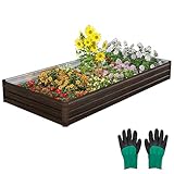 RELAX4LIFE Hochbeet 240 x 120 x 30 cm, Gartenbeet Metall, Gemüsebeet mit Verstärkter Halterung, Pflanzenbeet für Gemüse & Obst & Kräuter