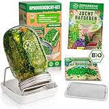 ZenGreens - Bio Sprossenglas im 1er, 2er, 3er Set + KRESSESIEB - (inkl. Bio Sprossen Samen und Gratis Videokurs) - Keimglas Set - für Sprossen Zucht - Keimschale