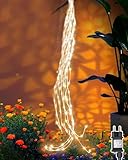 Dekofun Lichterkette Aussen Klein 2M 200LED Lichterschweif mit Strom, Wasserfall Lichterkette 8 Modi Lichterbündel für Gießkanne Terrasse Balkon Garten Baum Innen Außen Deko