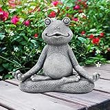 Yeomoo Frosch-Gartendeko Meditation Yoga, graue Frog Figur für Zimmer, Schreibtisch, DIY Gardening, 13CM