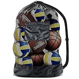 BROTOU Extra Große Ballnetz Große Ballsack Balltasche Netz Balltasche Fußball Meshbag für 10-15 Bälle Mehrzweck Sport Netztasche mit Kordelzug und Schultergurt Ballnetz