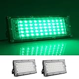 MODOAO Flutlichter für den Außenbereich, 2 Stück, 50W, 4800lm,grüne LED-Außenleuchte,IP66 wasserdichtes Außenflutlicht, AC 220V Verkabelung, Arbeitslicht für Party, Bühne,Garten,Garage,Rasen,Hof