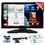 2G+32G CAMECHO Wireless Carplay Android Auto Android Tragbarer AutoradioWiFi GPS Sat Navi, 9' Bildschirm Auto mit Mirror Link Bluetooth Sprachsteuerung FM-Transmitter Aux-in USB+ Rückfahrkamera