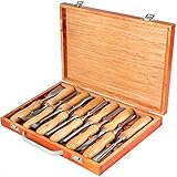 VEVOR Stechbeitel Set 60CRV Holz Schnitzwekzeug 12 Stück Hochgeschwindigkeitsstahl Holzmeißel Set mit Koffer Metallisch