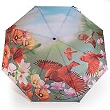Regenschirm Auf-Zu Automatik Taschenschirm mit Naturmotiv Blumen und Vögel - Rosemarie Schulz Regenschirme für Damen