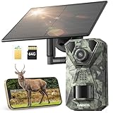 DEATTI 4G LTE Wildkamera mit Handyübertragung APP, 2.7K Solar Wildkamera mit SIM Karte, PIR Bewegungsmelder, Nachtsicht, 120 °Weitwinkel Wildtierkamera, IP66, 64GB SD Karte und 7800mAh Akku