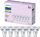 Philips LED Classic GU10 Lampen 6-er Pack (50 W), Reflektor LED Spots mit warmweißem Licht, energiesparende Lampen mit langer Nutzlebensdauer