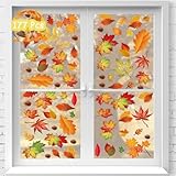 177 Stück Herbst Fensterbilder, 9 Blätter Thanksgiving Fensteraufkleber,Erntedankfest Fensteraufkleber,Fensterbilder Kinder Herbst,Fenster Aufkleber Herbst,Fensterbilder Herbst Wiederverwendbar