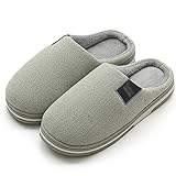 VOSMII Pantoffeln Herrenhausschuhe Memory Foam-Hausschuhe for den Winter Rutschfeste männliche Hausschuhe Streifen Unisex Indoor Plus(Green,5.5)