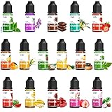 Lebensmittelarom, Food Flavour Drops - 16 Konzentrierte Lebensmittel Aromaöl Flavor Oil zum Backen, Kochen, Süßigkeiten - Wasser- und öllösliches Lipgloss Aromaöl für die Seifen, Getränke - je 10 ml