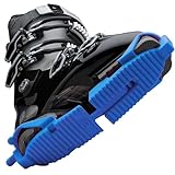 SkiSkootys Skischuh-Bodenschutz mit faltbarem Design, rutschfeste Skischuh-Traktionsstollen für Spaziergänge auf Eis und Schnee, verstellbares Skizubehör, hergestellt in den USA (Blau, Erwachsene)