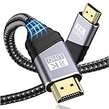 TEFLOTY HDMI 2.1 Kabel 8K - HDMI Kabel Ultra Highspeed 48Gbps 8K@60Hz 4K@120Hz 7680P eARC HDCP 2.2&2.3 DTS:X Dynamische HDR Dolby Atmos Kompatibel mit HDTV, PS5/4/3, Xbox Series X/S,Monitor Mehr (1M)